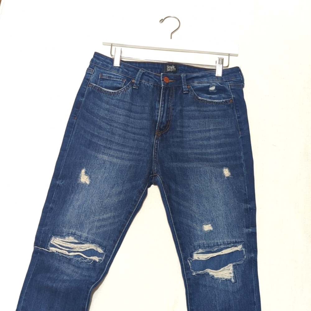 Simple Society | Skinny Jeans Capri | Raw Hem | Stretchy | Bohemian | Chic | Y2K - Picture 3 of 8